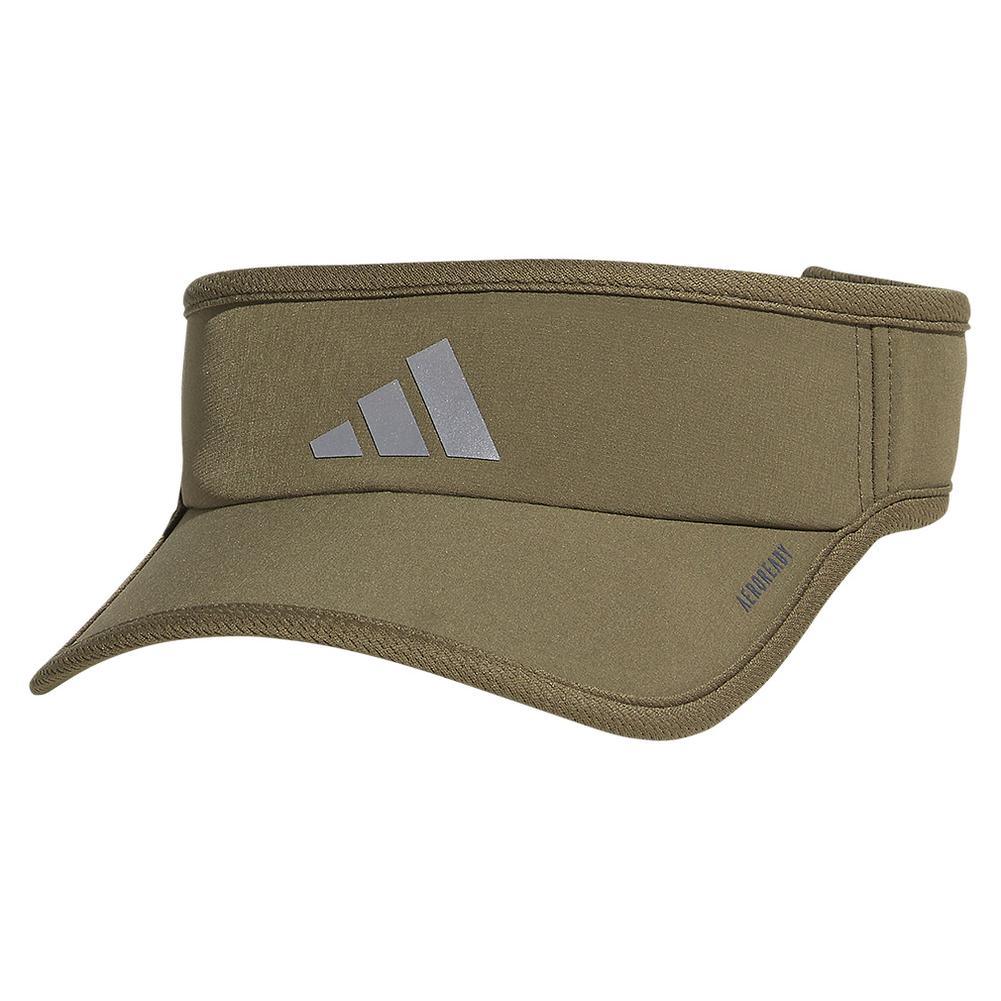Men’s Superlite 3 Visor Olive Strata Green and Silver Metallic Mens Apparel ADIDAS Green