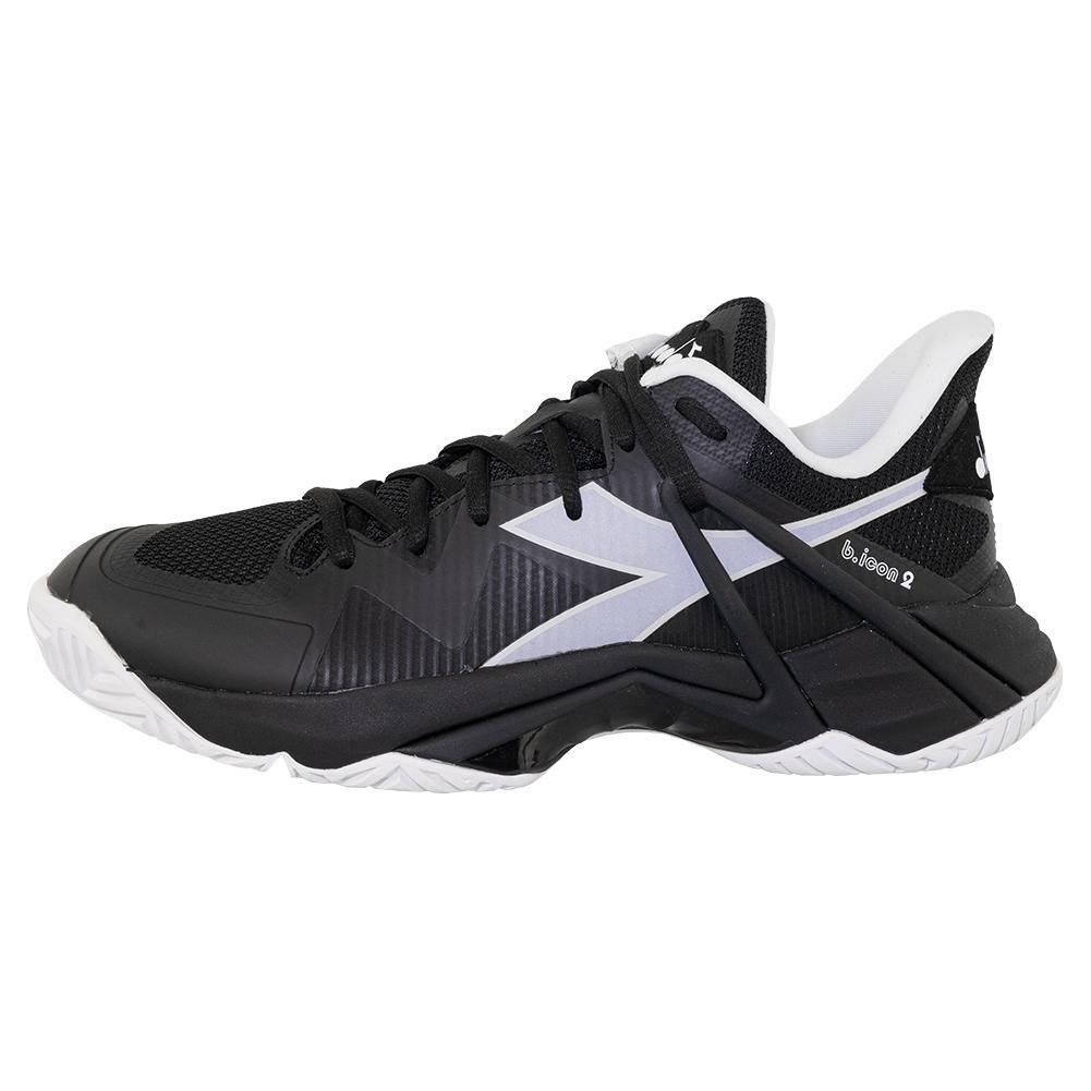 Men's B.Icon 2 AG Tennis Shoes Black and Silver Shoes DIADORA