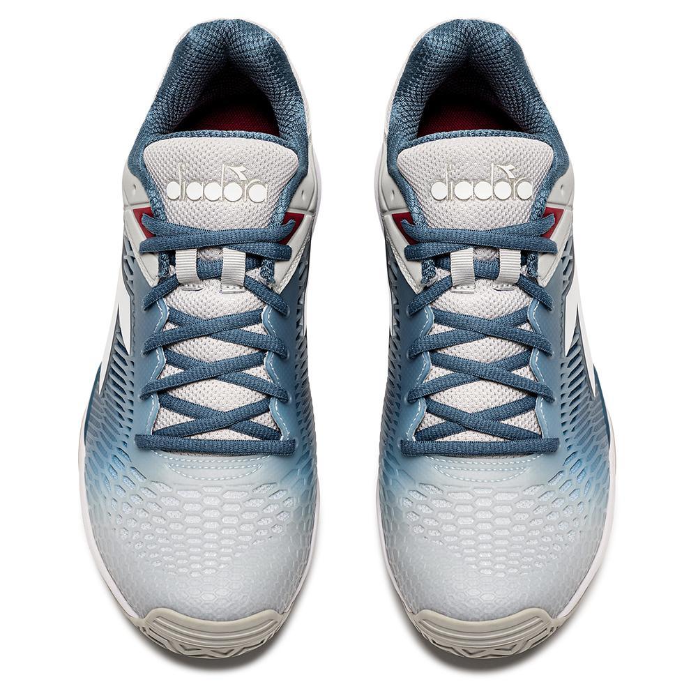 Men's Speed Competition 7 AG Tennis Shoes Silver and Oceanview Top Tennis Shoes DIADORA