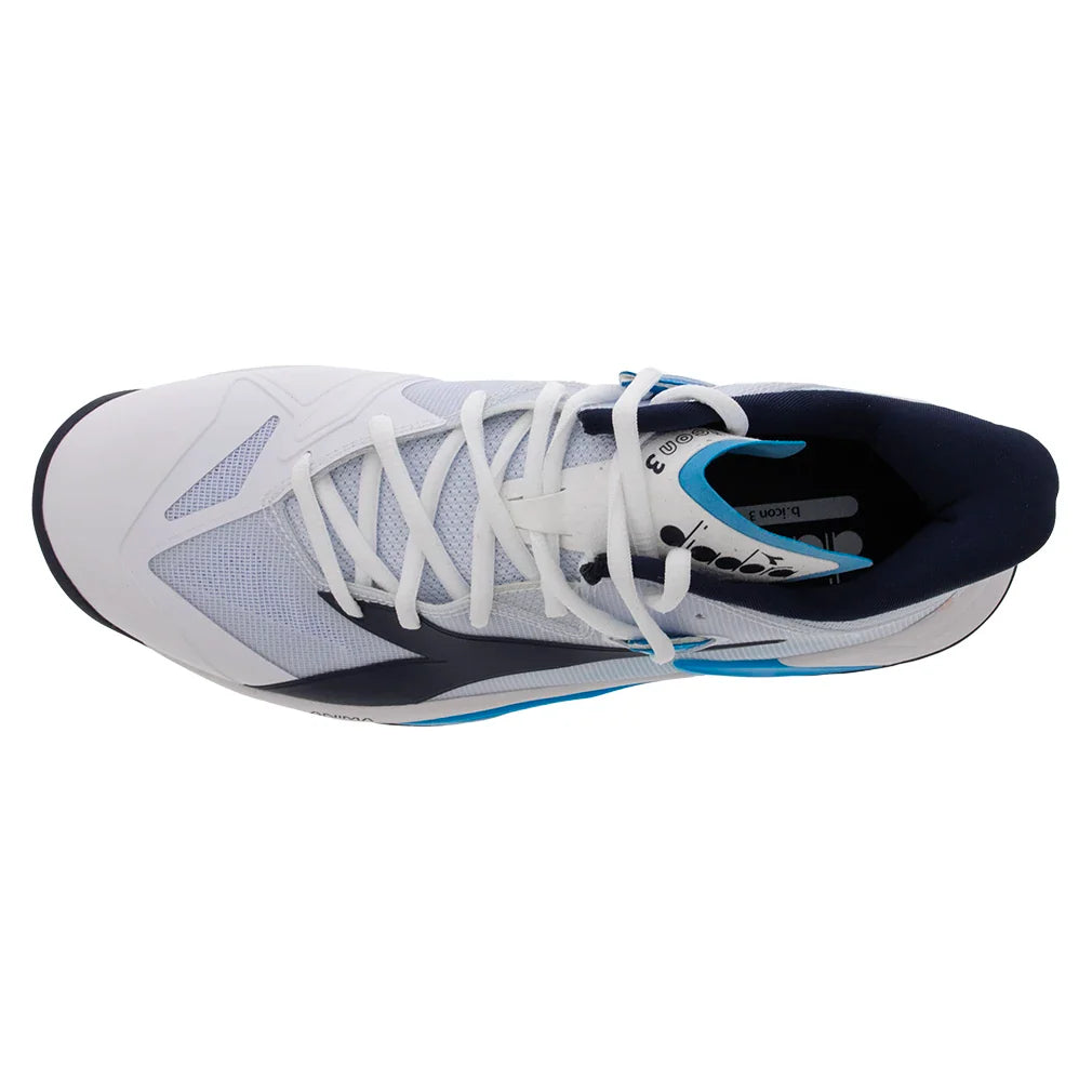 Men`s B.Icon 3 Tennis Shoes White and Blue Corsair DIADORA
