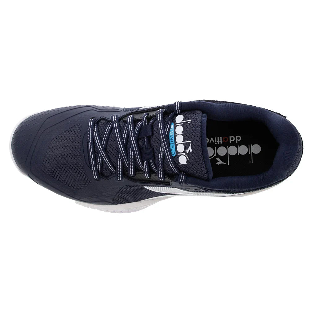 Men`s Blushield Torneo 3 Tennis Shoes Blue Corsair and White DIADORA