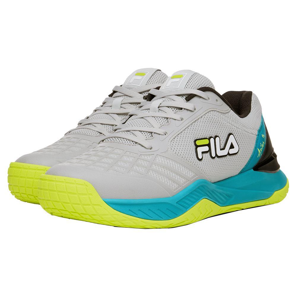Juniors` Axilus 3 Tennis Shoes Glacier Gray and Scuba Blue Super Sale FILA