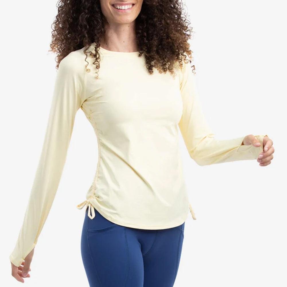 Women`s Drawstring Long Sleeve Tennis Crew BLOQUV XS LEMON_YELLOW
