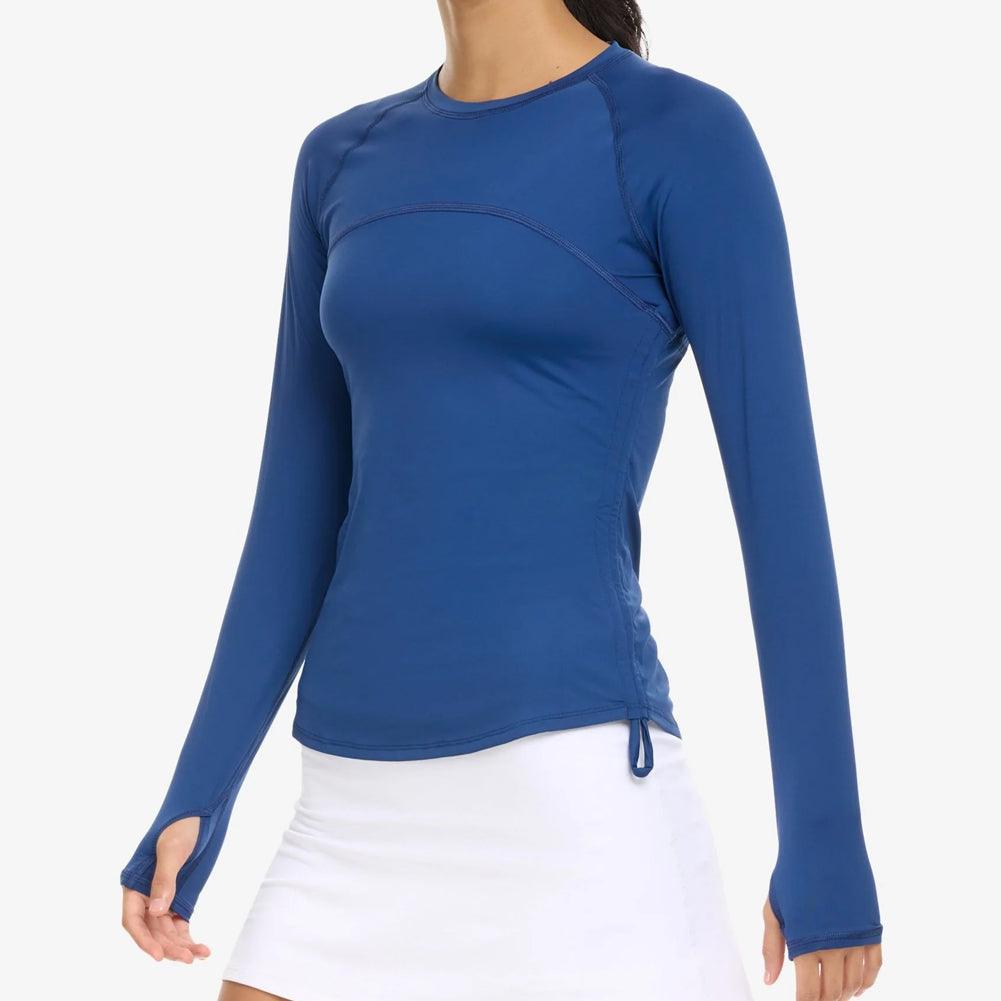Women`s Drawstring Long Sleeve Tennis Crew BLOQUV XS NAVY