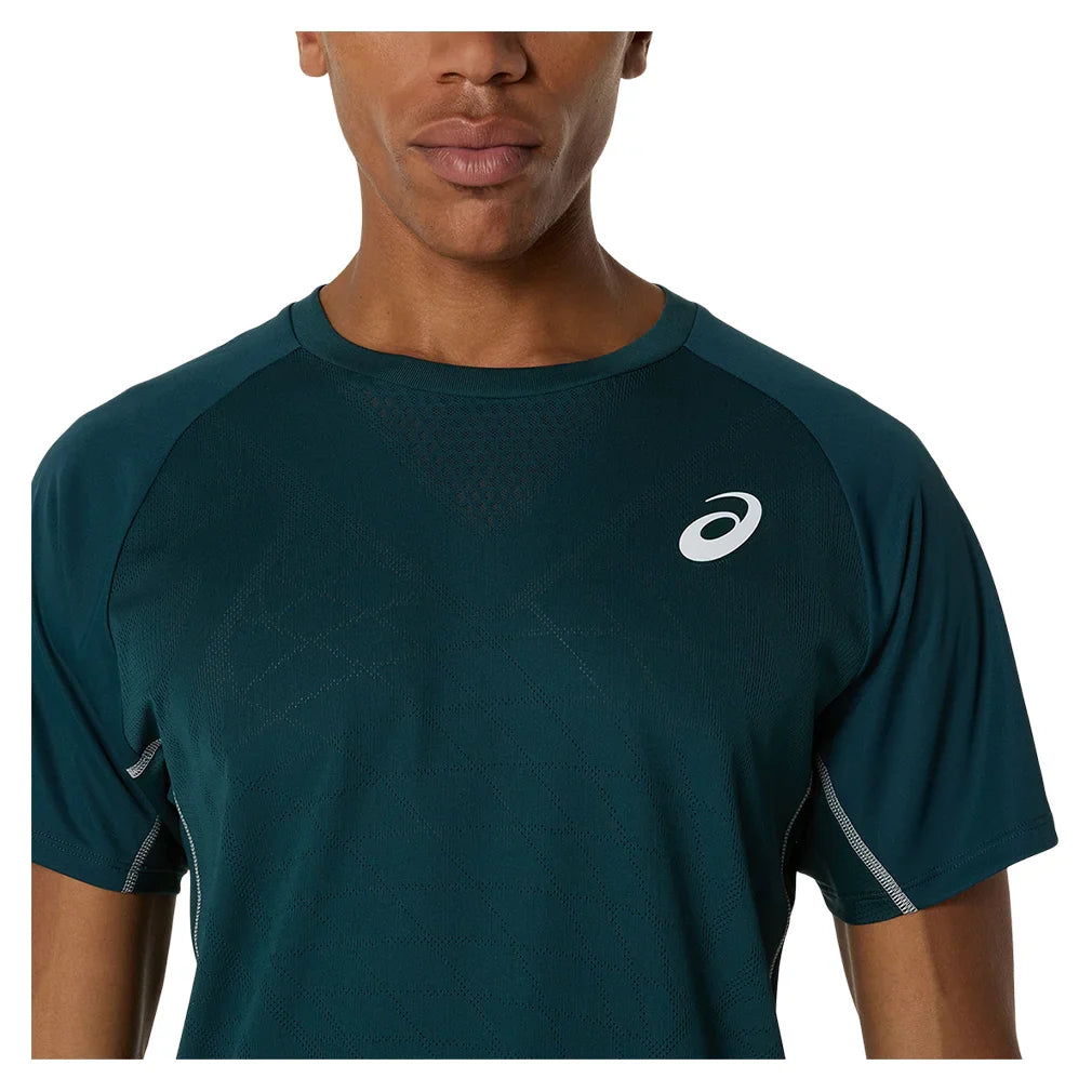 Men`s Match ACTIBREEZE Short Sleeve Tennis Top Saxon Green ASICS