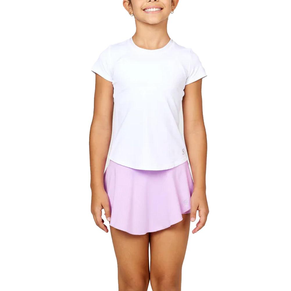 Girls' UV Short Sleeve Tennis Top SOFIBELLA XS WHITE