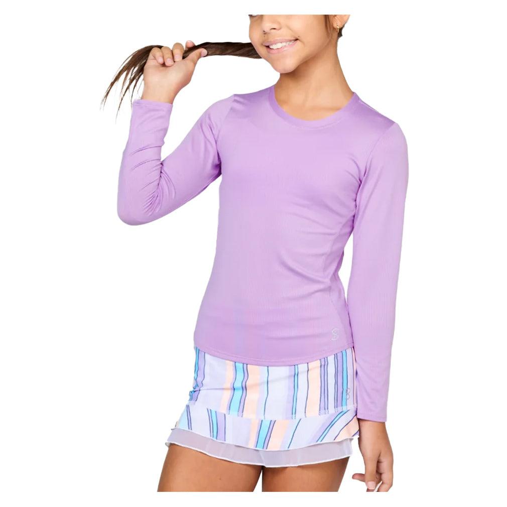 Girls' Long Sleeve Tennis Top Girls Apparel SOFIBELLA XS LAVENDER
