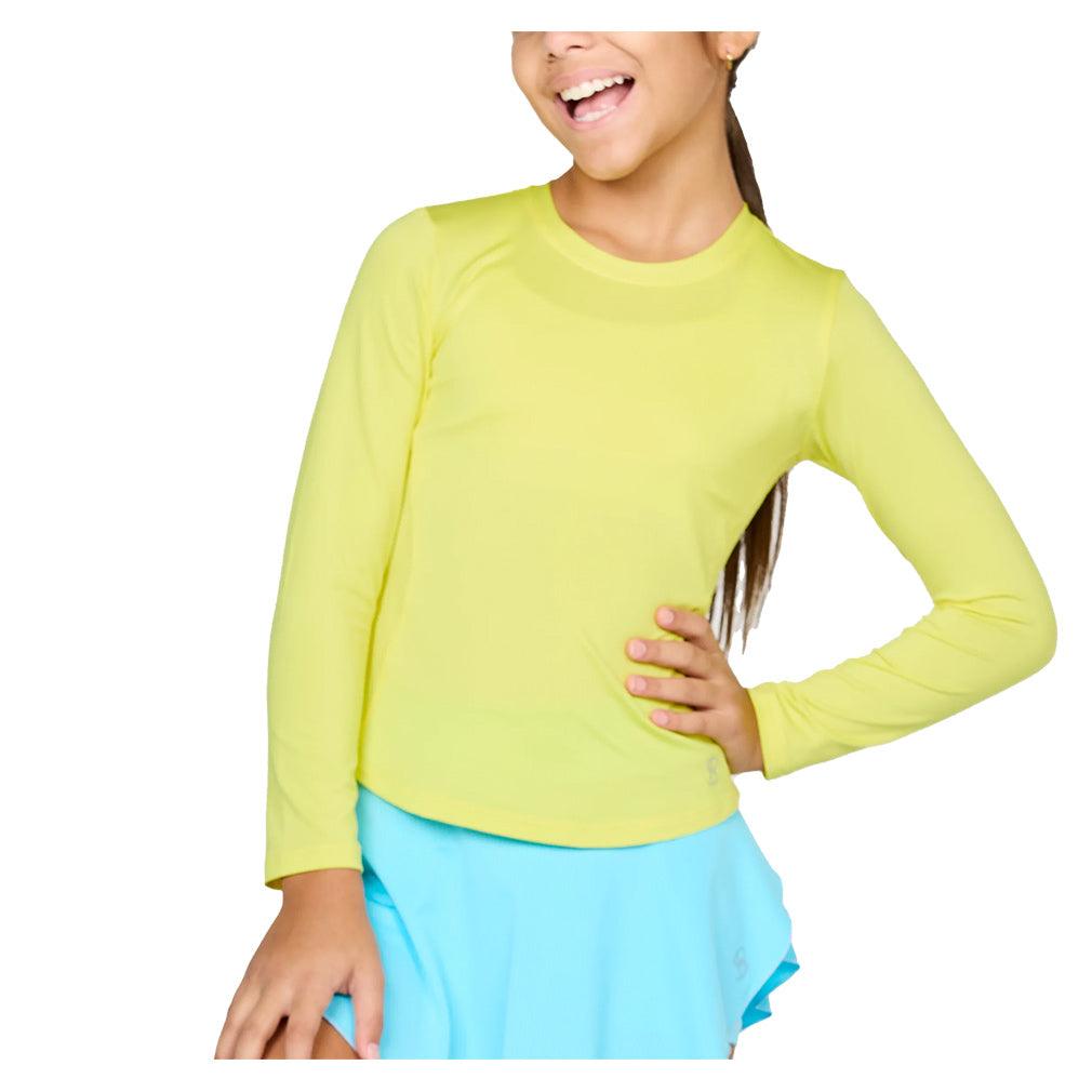 Girls' Long Sleeve Tennis Top Girls Apparel SOFIBELLA XS SUNSHINE