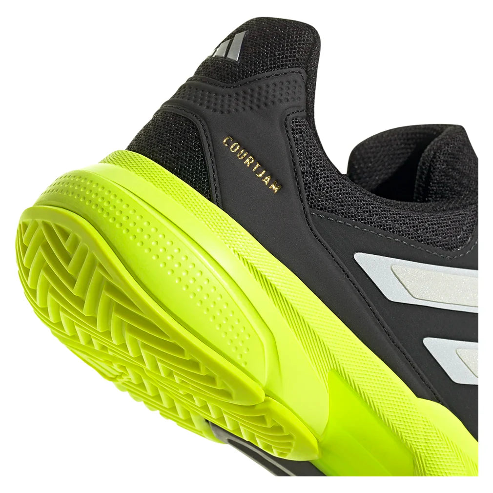 Men`s CourtJam Control 3 Tennis Shoes Carbon and Lucid Lemon ADIDAS