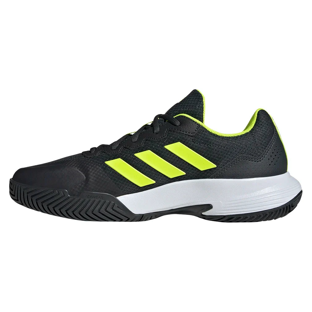 Men`s GameCourt 2 Tennis Shoes Carbon and Lucid Lemon ADIDAS