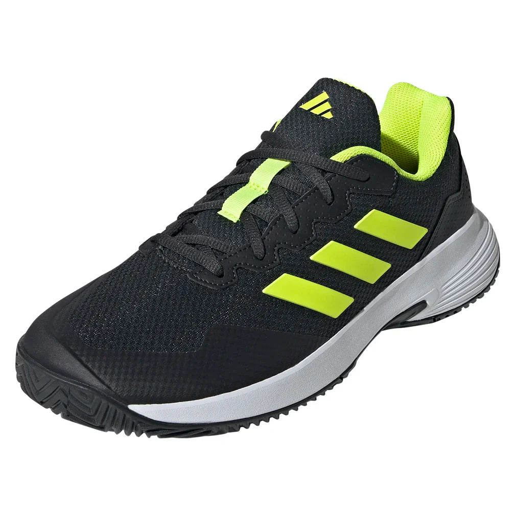 Men`s GameCourt 2 Tennis Shoes Carbon and Lucid Lemon ADIDAS 6.5 Black