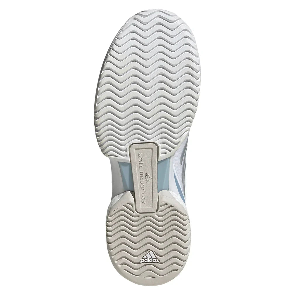Women`s Stella Court Tennis Shoes White and Wonder Blue ADIDAS