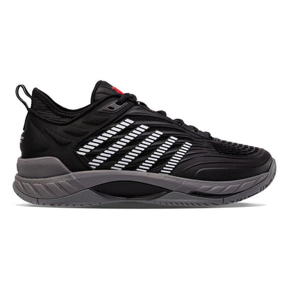 Men's Hypercourt Supreme 2 Tennis Shoes Black and Steel Gray Tournament Gear K-SWISS