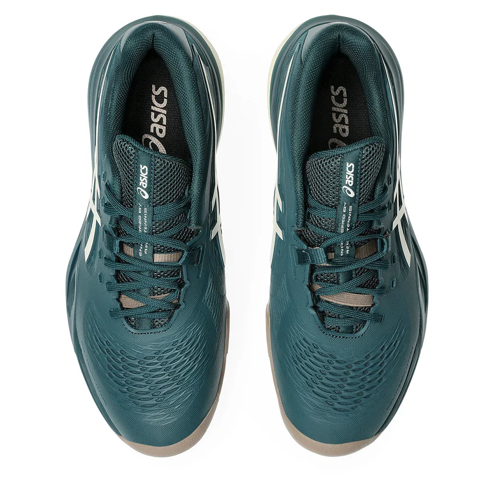 Men`s GEL-Resolution X Wide Tennis Shoes Saxon Green and Birch ASICS