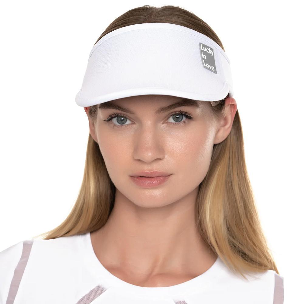Women`s Lucky Logo Stretch Tennis Visor WOMENS APPAREL LUCKY IN LOVE White