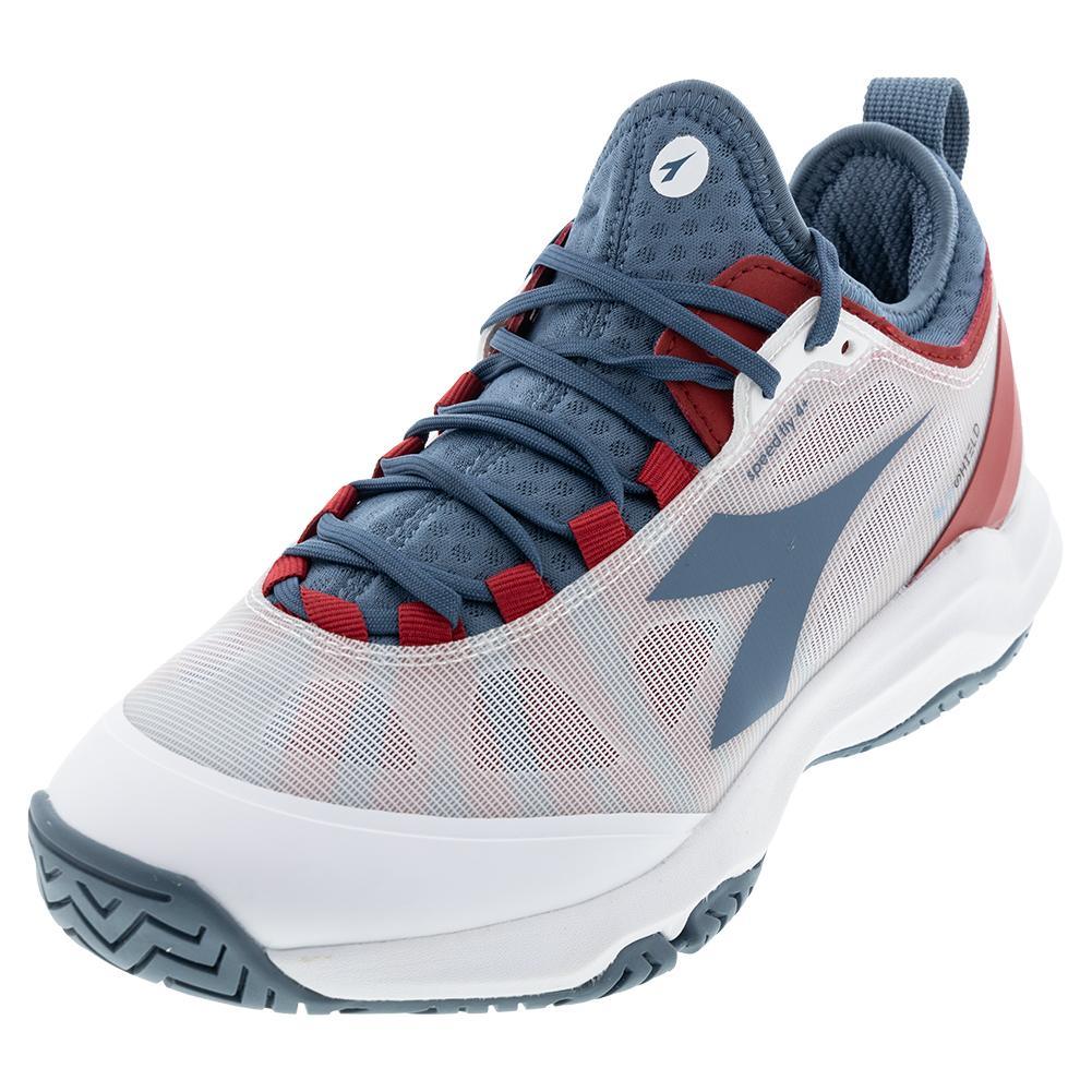 Men's Speed Blushield Fly 4 AG Tennis Shoes White and Oceanview Tournament Gear DIADORA 7