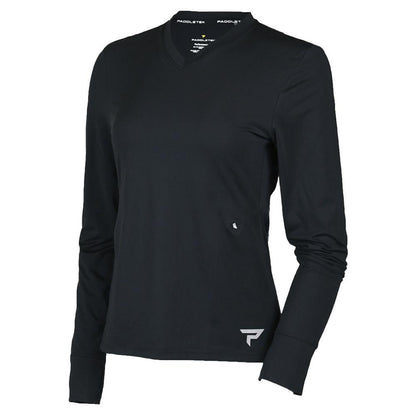 Womens Long Sleeve Performance Tennis Top Black Womens Apparel PADDLETEK L