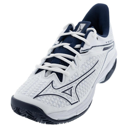 Mens Wave Exceed Tour 6 Clay Tennis Shoes White and Dress Blues Top Tennis Shoes MIZUNO 7