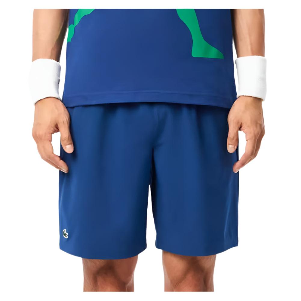 Men`s Novak Djokovic Ultra-Dry Tennis Short Globe TOURNAMENT GEAR LACOSTE SMALL Blue