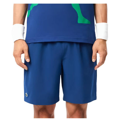 Men`s Novak Djokovic Ultra-Dry Tennis Short Globe TOURNAMENT GEAR LACOSTE SMALL Blue