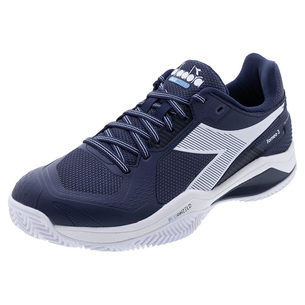 Men`s Blushield Torneo 3 Clay Tennis Shoes Blue Corsair and White DIADORA 7