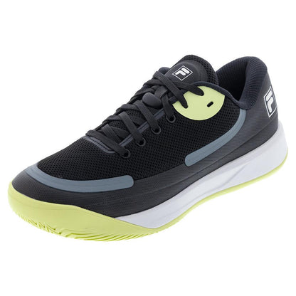 Men`s Quick Ace Tennis Shoes Black and Shadow Lime FILA 7 Black