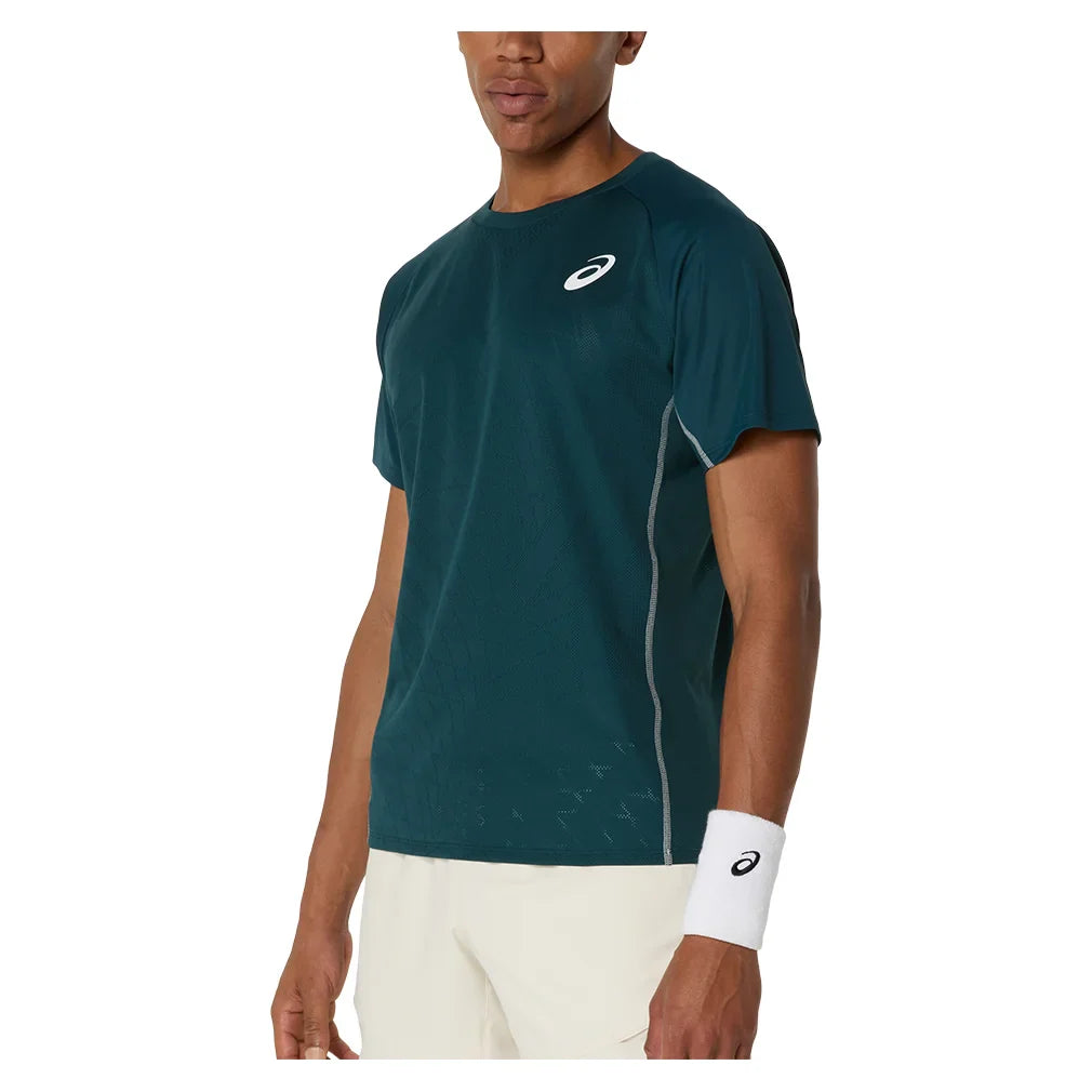 Men`s Match ACTIBREEZE Short Sleeve Tennis Top Saxon Green ASICS