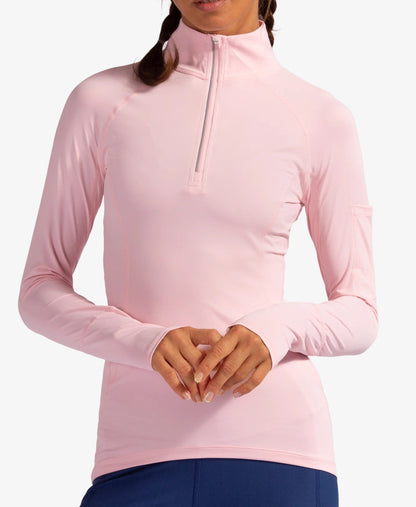 Women's Mock Zip Tennis Top Womens Apparel BLOQUV TICKLE_ME_PINK XS