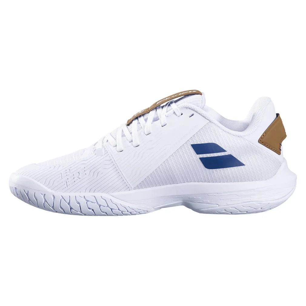 Men`s Jet Tere 2 Wimbledon Tennis Shoes White and Blue Navy BABOLAT