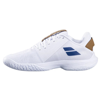 Men`s Jet Tere 2 Wimbledon Tennis Shoes White and Blue Navy BABOLAT