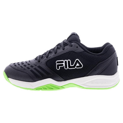 Juniors' Axilus 3 Tennis Shoes Black and Green Gecko TOP TENNIS SHOES FILA