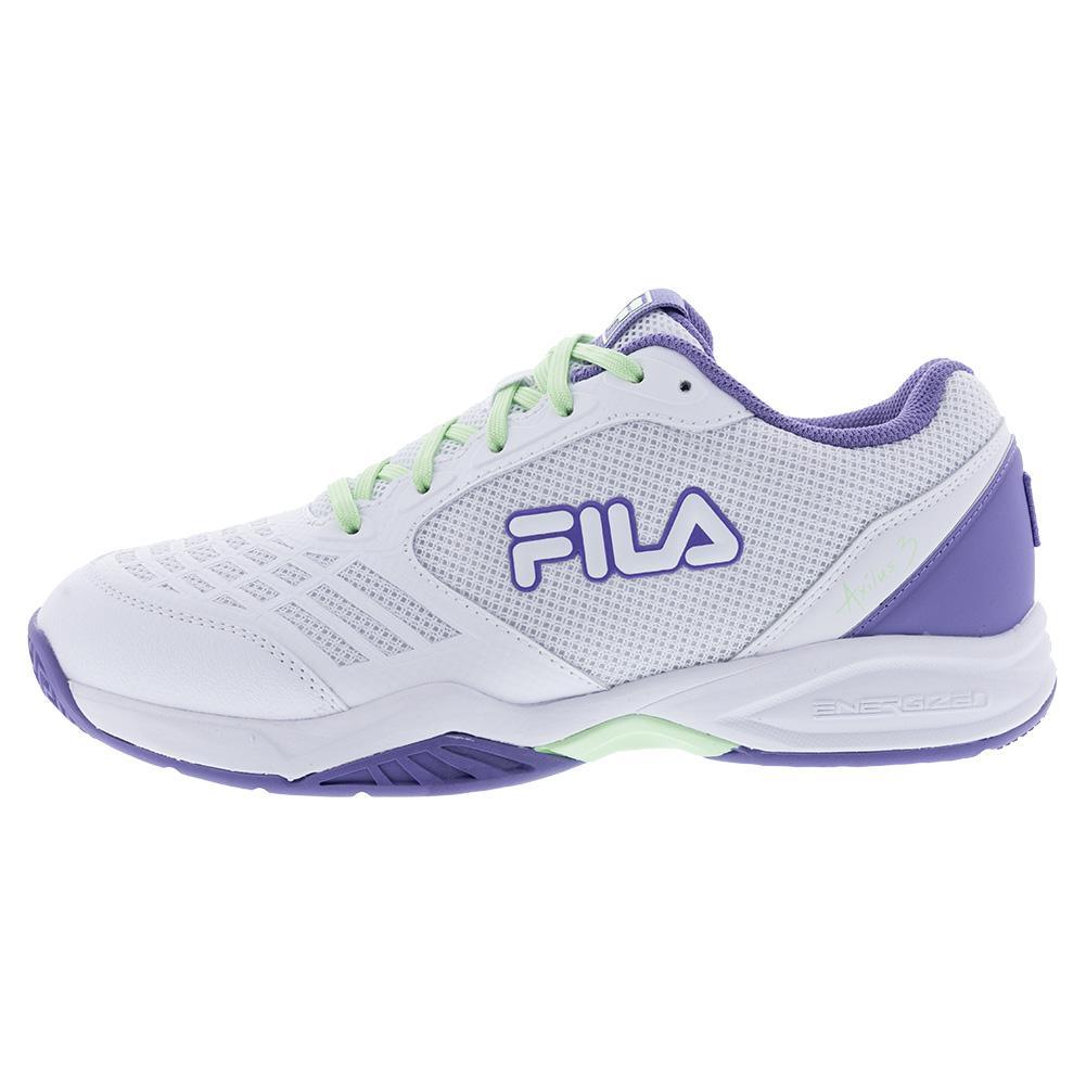 Juniors' Axilus 3 Tennis Shoes White and Patina Green TOP TENNIS SHOES FILA