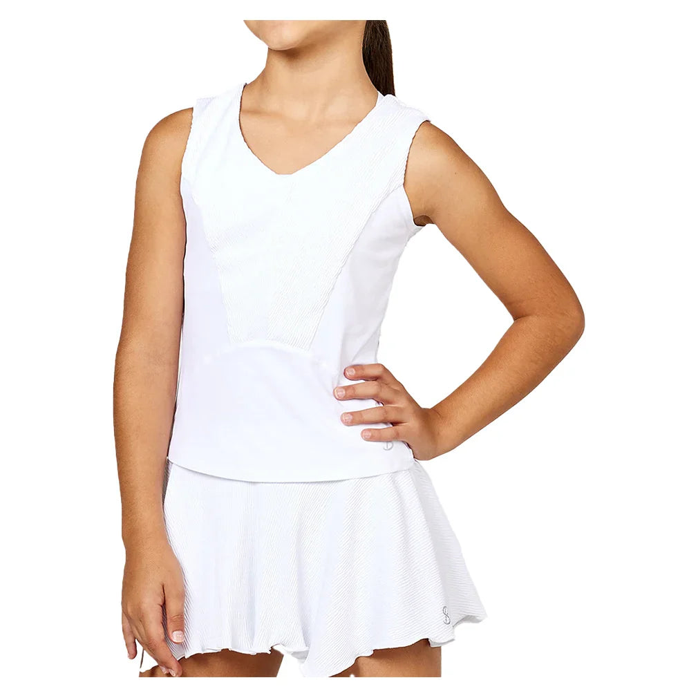 Girls' Tennis Tank White and Ripple Jersey SOFIBELLA