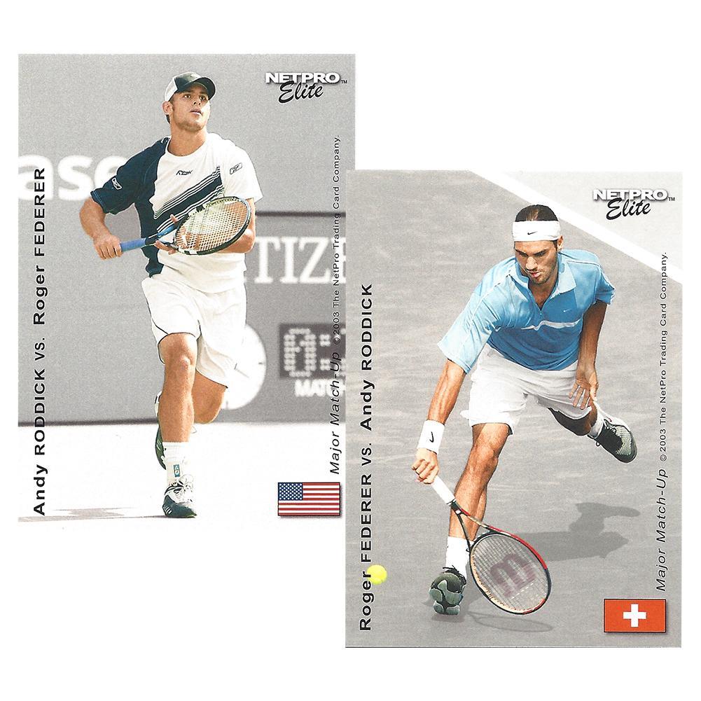 Andy Roddick vs Roger Federer Major Match Up Tennis Collector Card Shop By Player NETPRO Gray