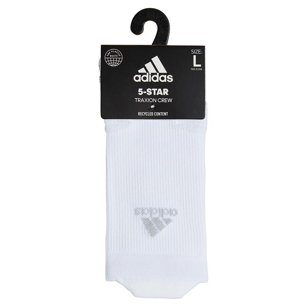 5-Star Team Traxion Crew Socks White and Clear Grey Womens Apparel ADIDAS