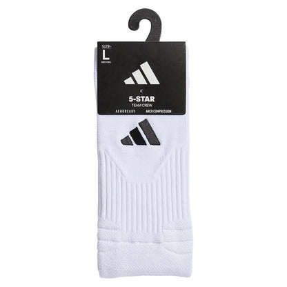 5-Star Team 2.0 Crew Socks White and Black Womens Apparel ADIDAS