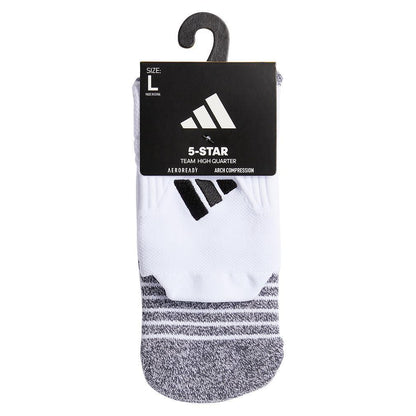 5-Star Team 2.0 High Quarter Socks White and Black Womens Apparel ADIDAS