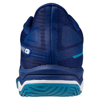 Men`s Wave Exceed Light 2 Tennis Shoes Bellwether Blue and White MIZUNO
