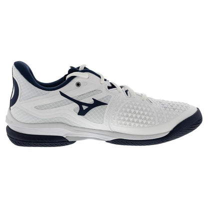 Men's Wave Exceed Tour 6 AC Tennis Shoes White and Dress Blue Tournament Gear MIZUNO
