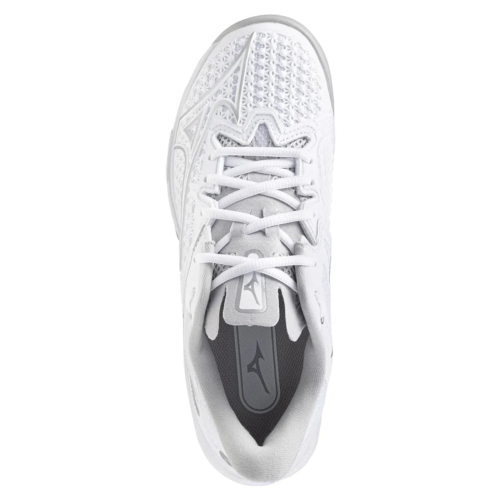 Womens Wave Exceed Tour 6 Clay Tennis Shoes White and Silver Womens Shoes MIZUNO