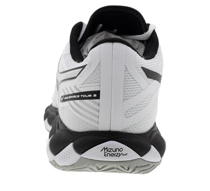 Men`s Wave Enforce Tour 2 Tennis Shoes White and Black MIZUNO