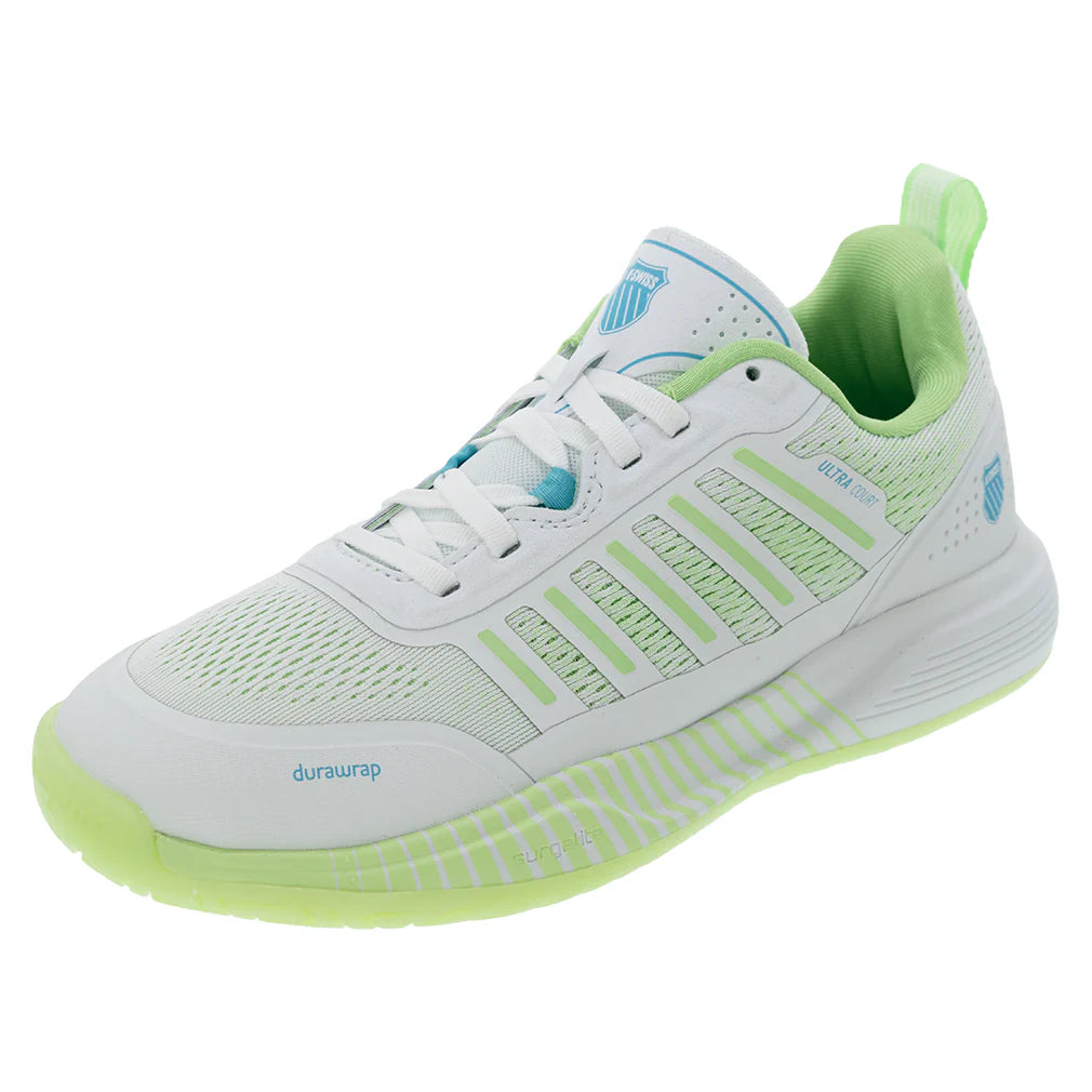 Women`s Ultra Court Pickleball Shoes Bit of Blue and Paradise Green K-SWISS 5 White