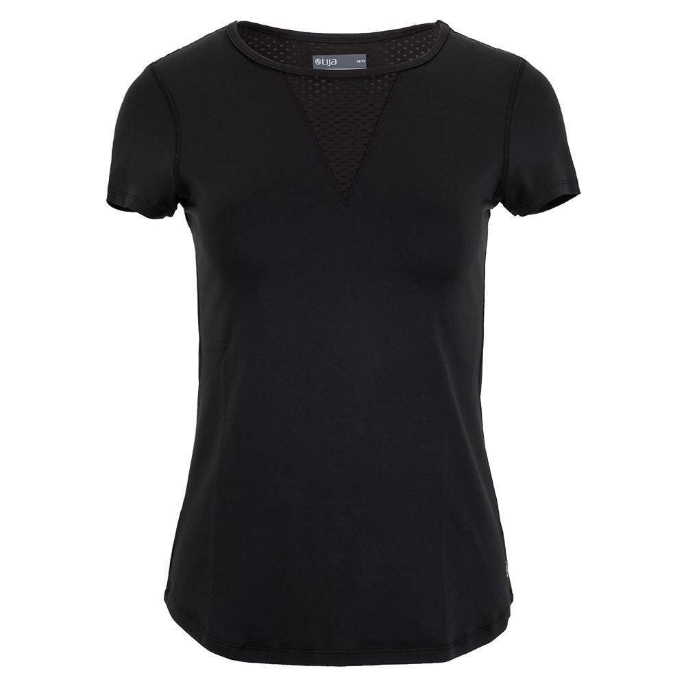 Women's Deep V Tennis Top Womens Apparel LIJA Black XS