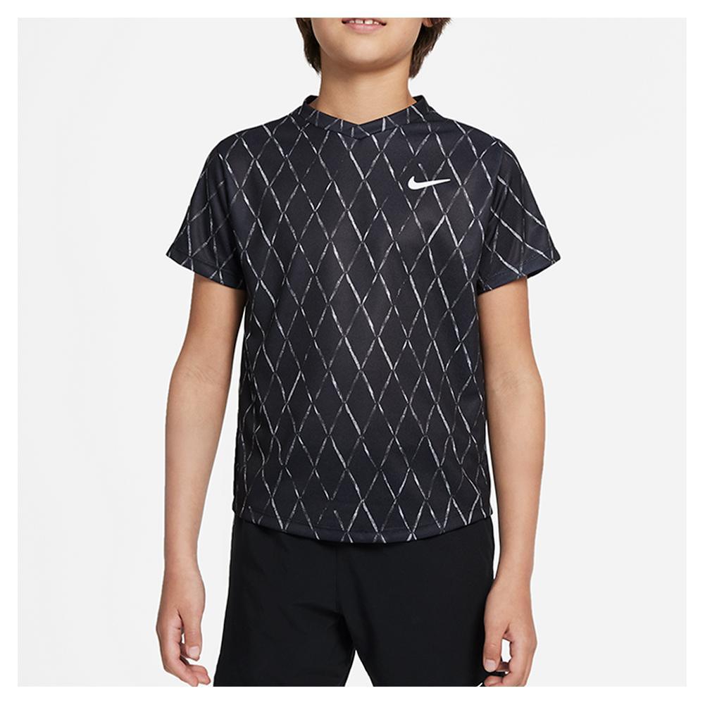 Boys' Court Dri-FIT Victory Printed Tennis Top Last Chance Offers NIKE Black XS
