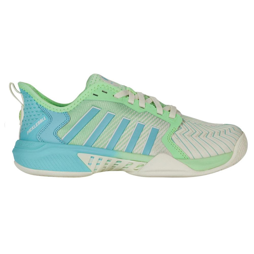 Women`s Pickleball Supreme Shoes Egret and Patina Green K-SWISS