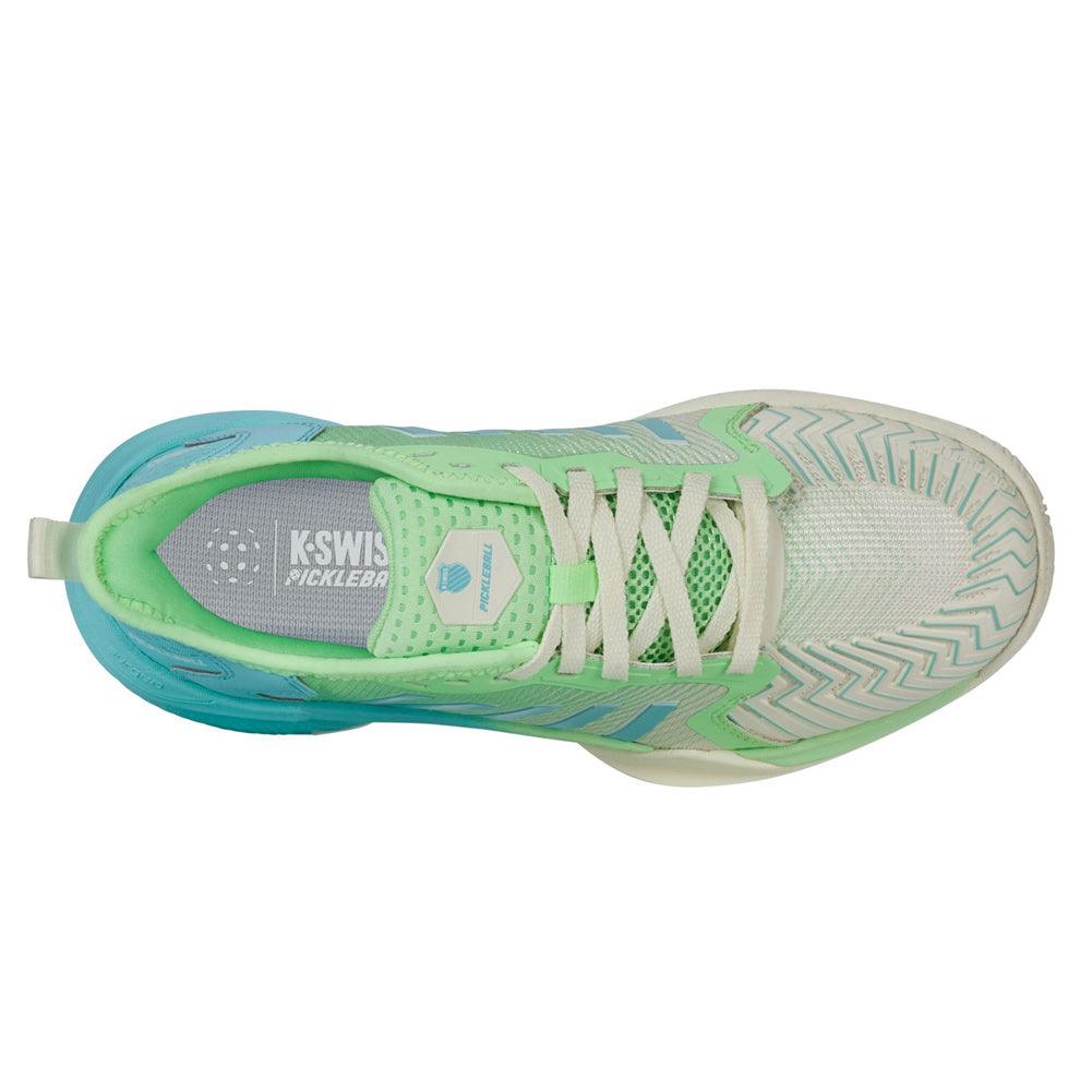 Women`s Pickleball Supreme Shoes Egret and Patina Green K-SWISS