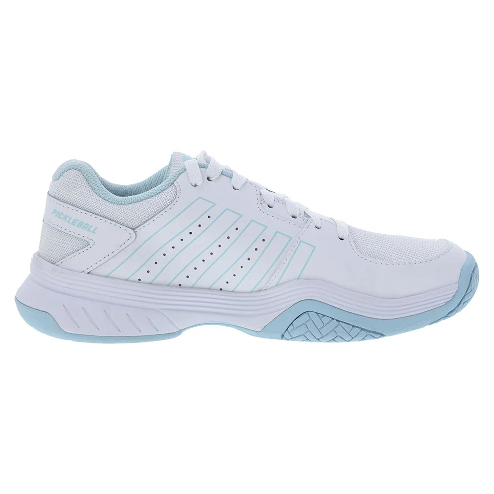 Women's Court Express Pickleball Shoes White and Blue Glow Womens Shoes K-SWISS
