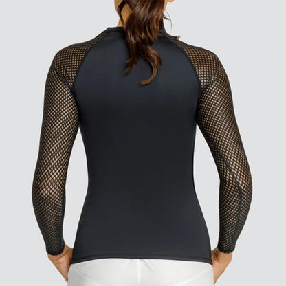 Women's Etta Long Sleeve Tennis Top Onyx Womens Apparel TAIL