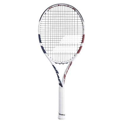 Boost Drive Prestrung Tennis Racquet White and Blue BABOLAT
