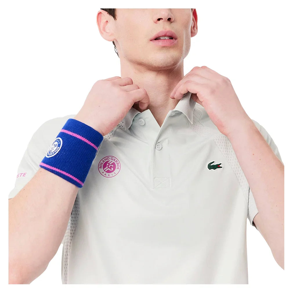 Men`s Roland Garros Medvedev On Court Mesh Tennis Polo Pale Green and Malva LACOSTE